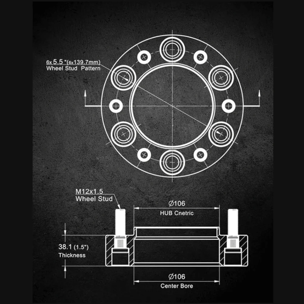 EVIL ENERGY Hubcentric Wheel Spacers 6X5.5 for Toyota & Lexus- 4PCS (1/1.25/1.5/2.0 Inch) - Image 4