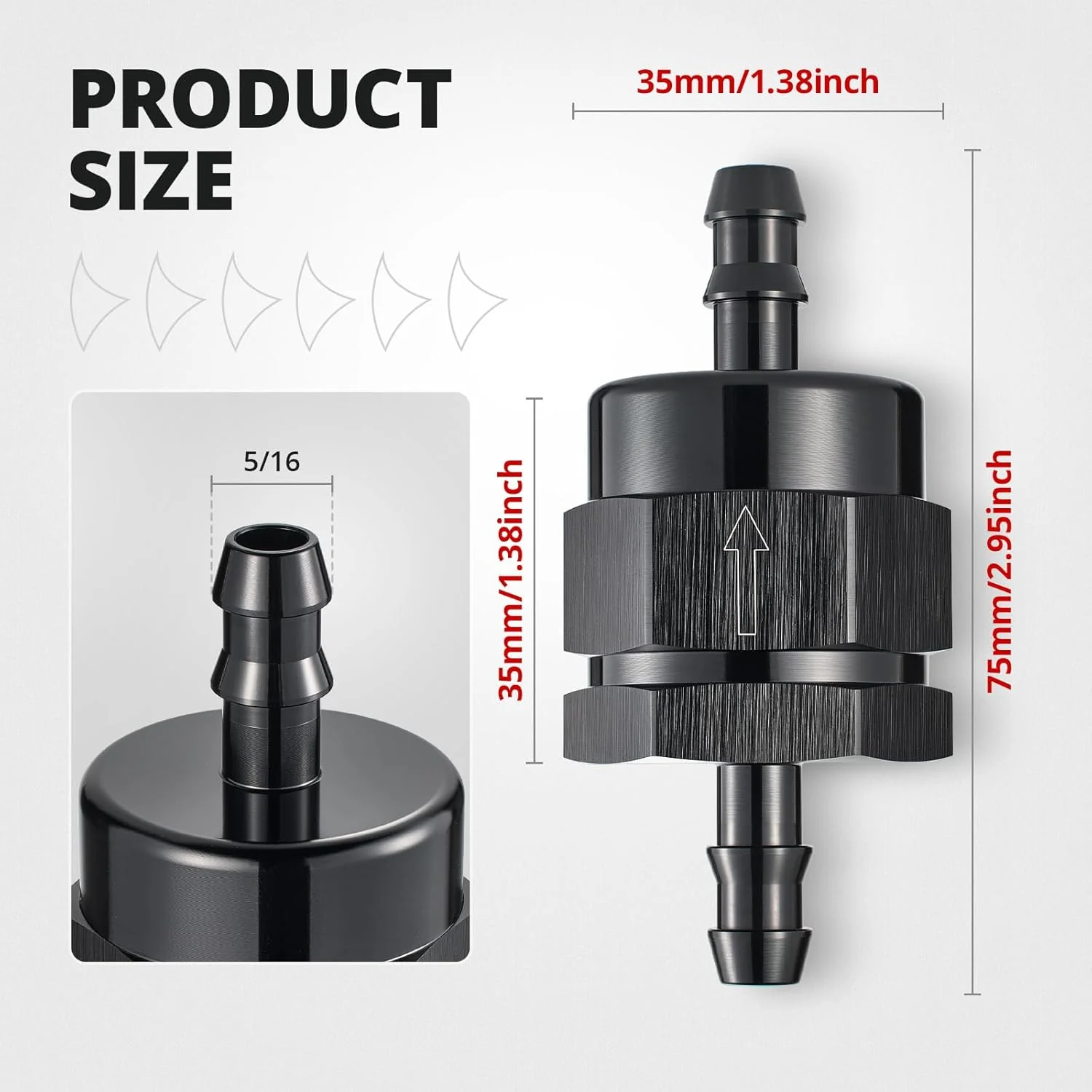 EVIL ENERGY Inline One Way Fuel Check Valve Aluminum Barb Fitting – Black - Image 5
