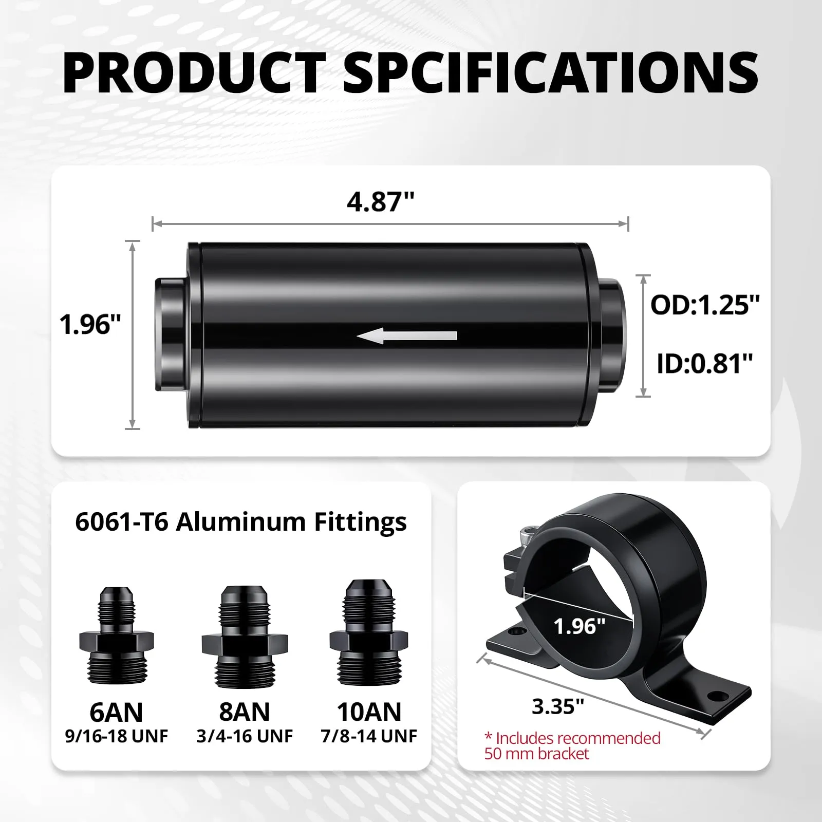 EVIL ENERGY Inline Fuel Filter with 6AN 8AN 10AN Adapter and Bracket Universal 10/30/40/100 Micron - Image 20