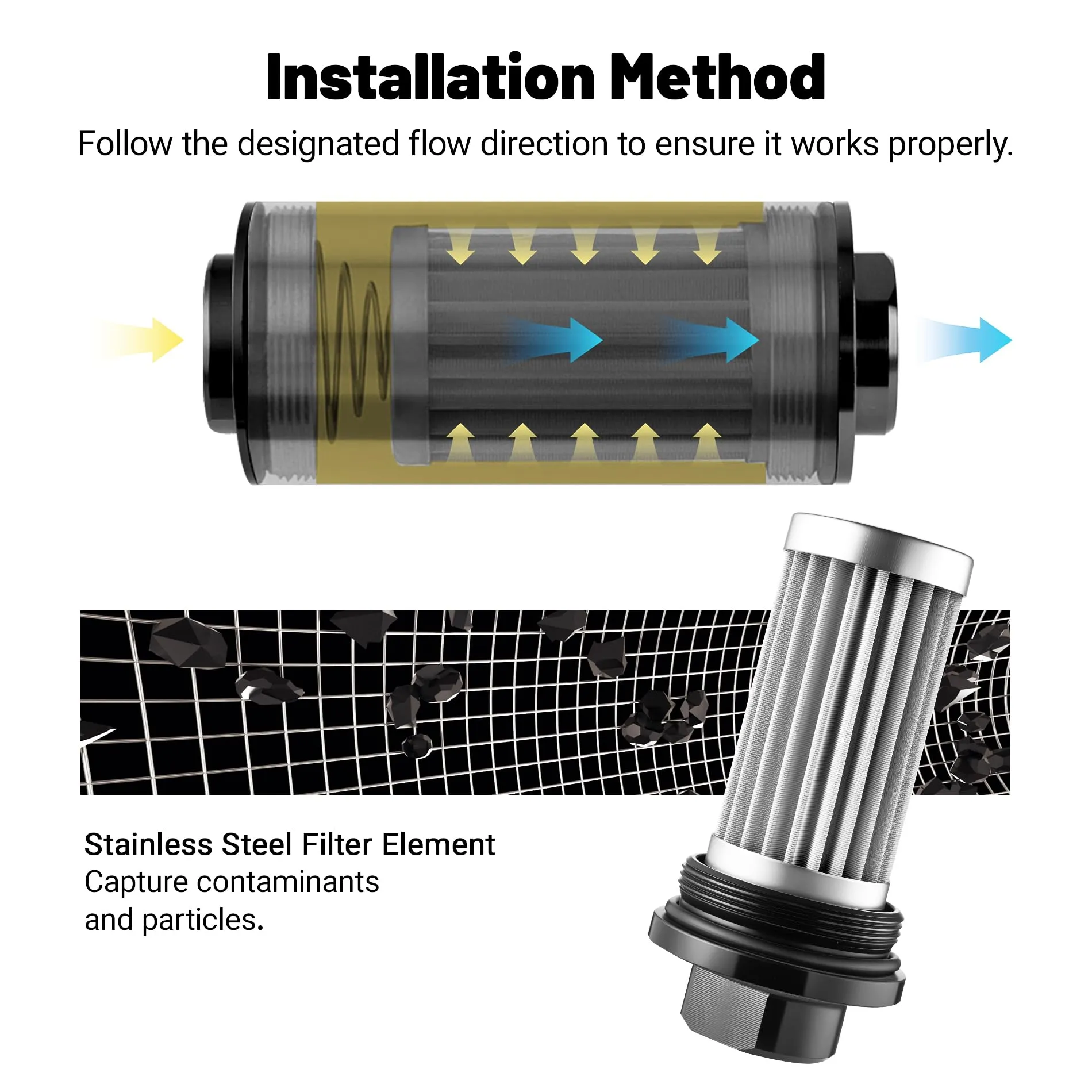 EVIL ENERGY Inline Fuel Filter 10/30/40/100 Micron with Barb 1/2-inch, 3/8-inch, 5/16-inch Fitting Adapter Bundle with AN Fitting Wrench - Image 3