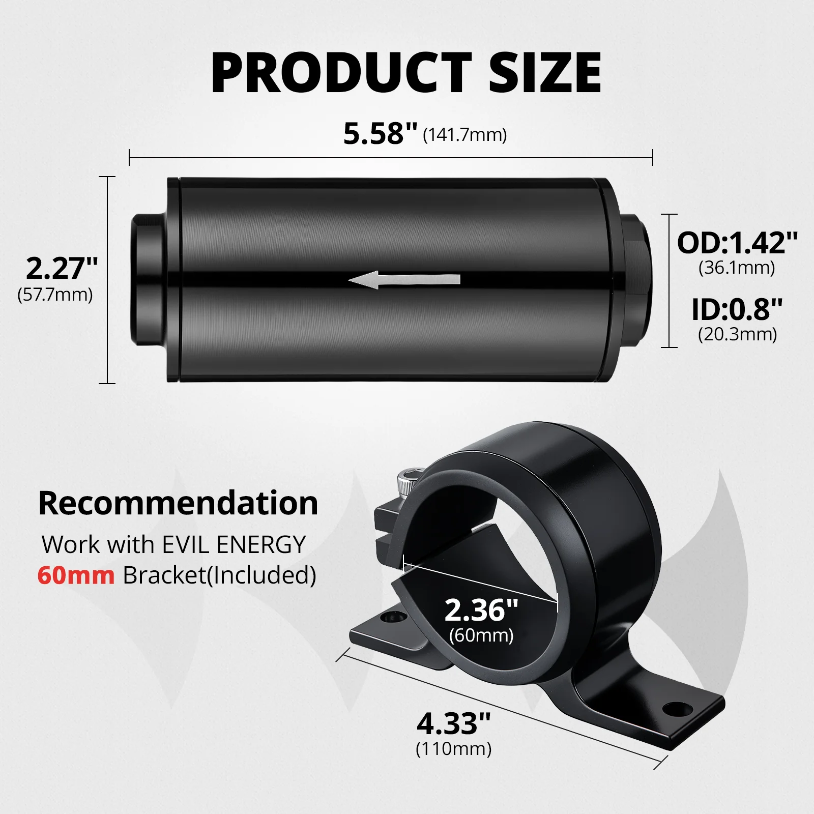EVIL ENERGY Inline Fuel Filter 10/30/40/100 Micron with Barb 1/2-inch, 3/8-inch, 5/16-inch Fitting Adapter Bundle with AN Fitting Wrench - Image 9