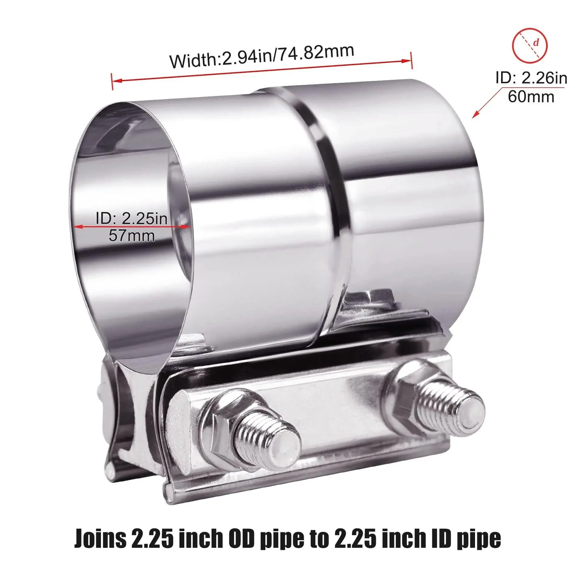 EVIL ENERGY Lap Joint Exhaust Clamp Exhaust Band Clamp Stainless Steel（2/2.25/2.5/3/4 Inch） - Image 6