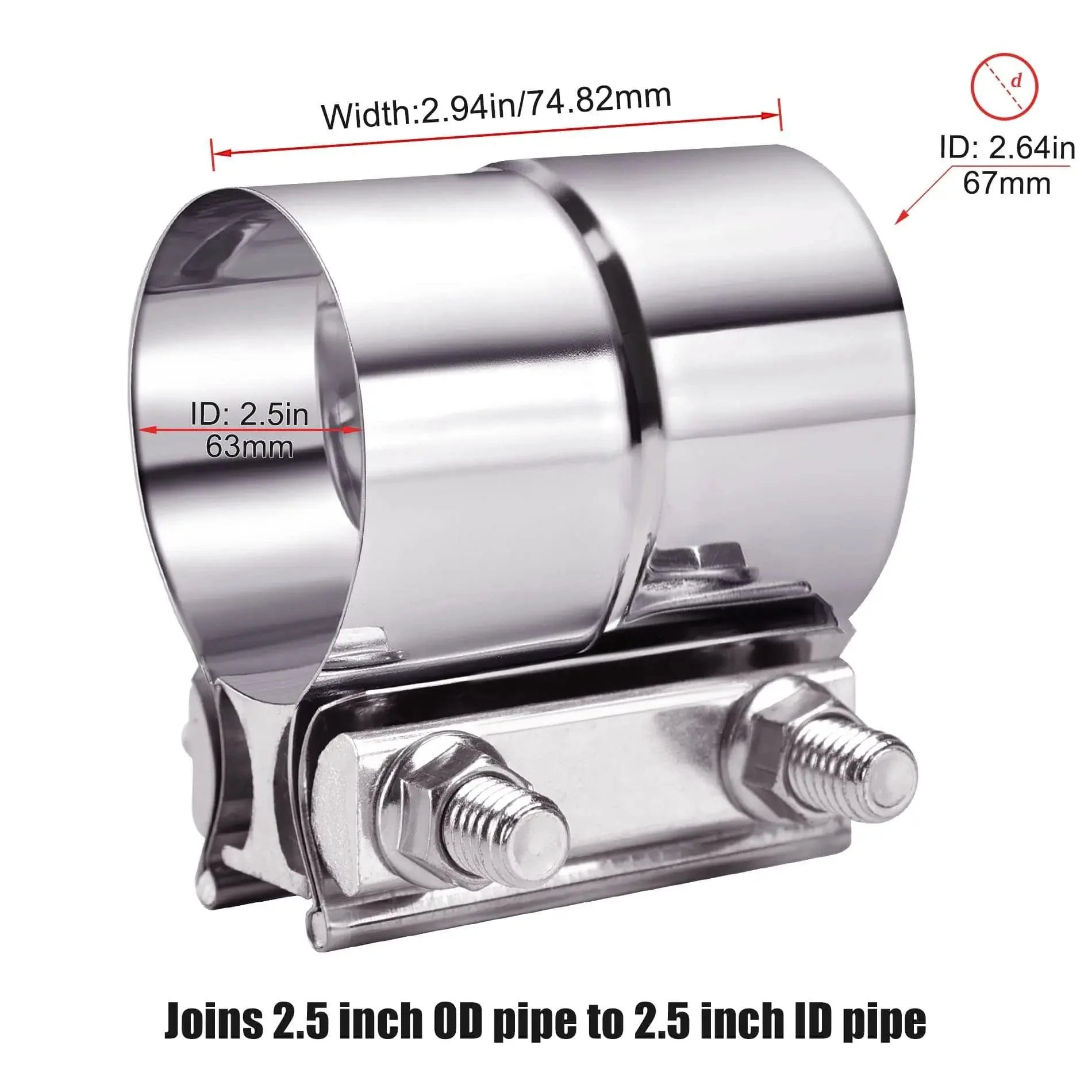 EVIL ENERGY Lap Joint Exhaust Clamp Exhaust Band Clamp Stainless Steel（2/2.25/2.5/3/4 Inch） - Image 7