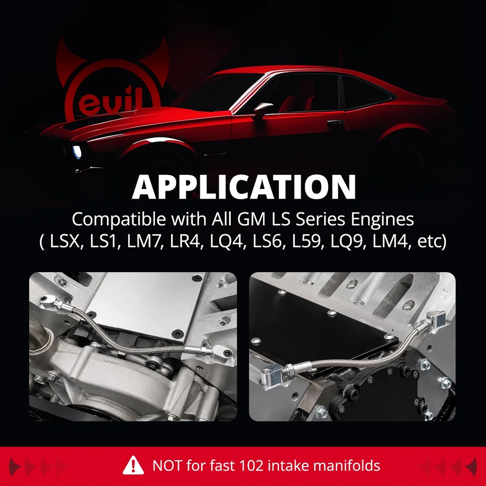 EVIL ENERGY LS Coolant Steam Port Crossover Kit for GM LS LS1 LSX LM7 LQ4 LS6 LQ9 Engines, Throttle Body Bypass Hose Kit with Steel Braided Hose & Tape - Image 7