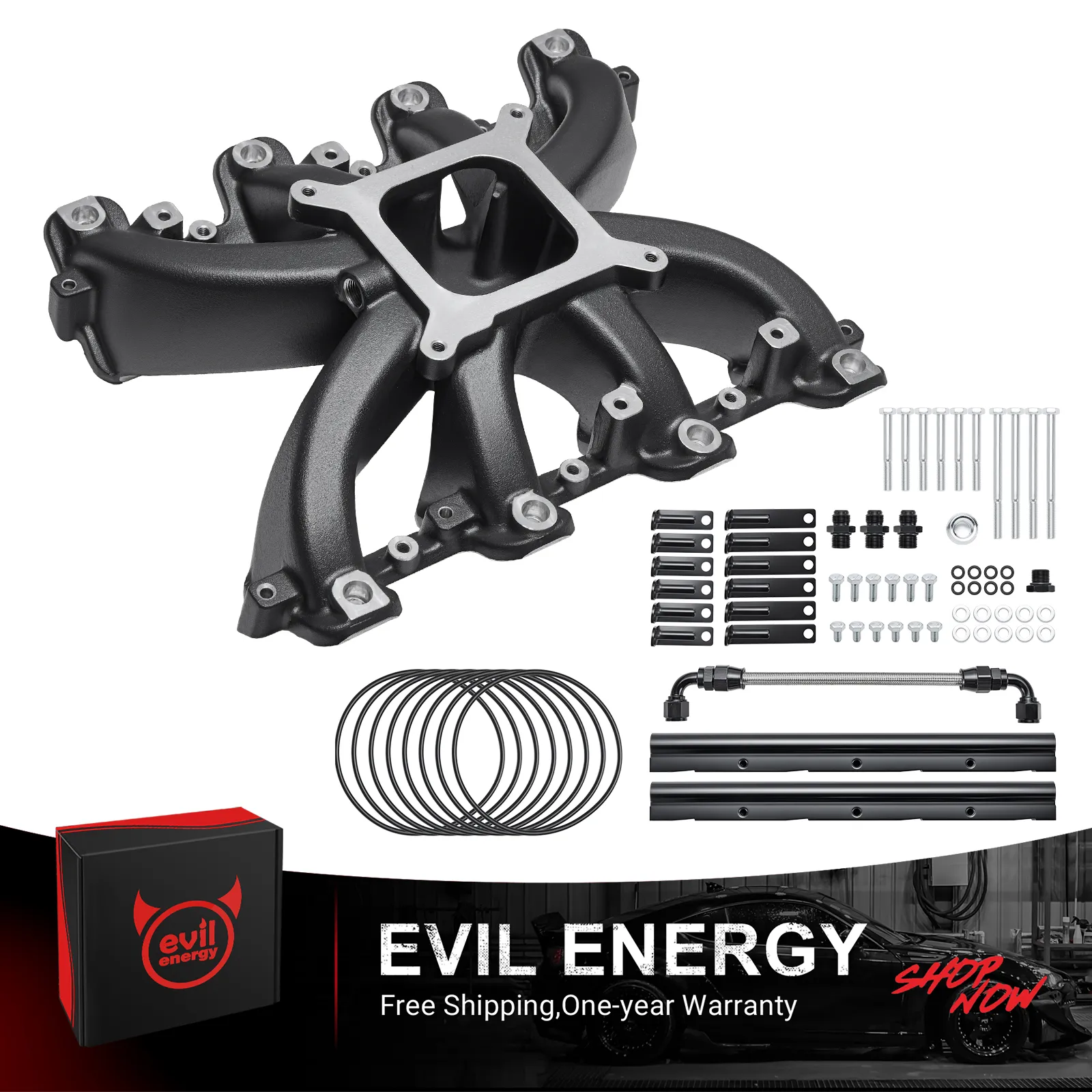 EVIL ENERGY LS1 LS2 LS6 EFI Intake Manifold with Fuel Rails - Image 2
