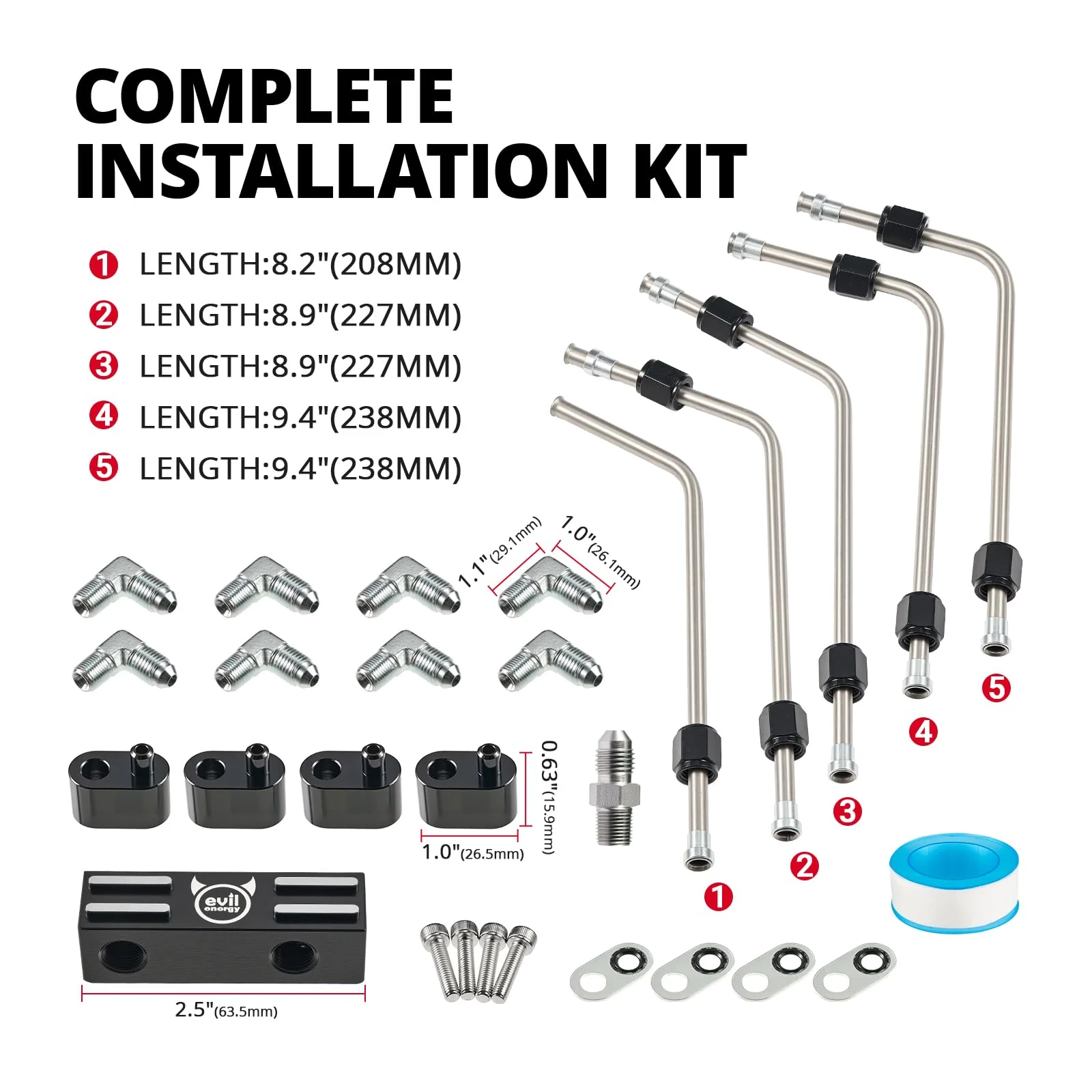 EVIL ENERGY LS Stainless Steel Coolant Crossover Steam Vent Kit  - Complete Leak-Proof Kit for 5.3/6.0 LS1 LS2 LS3 LS6 LS7 LSX Engines Black|Red - Image 12