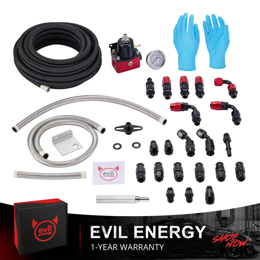 Evil Energy LS Swap Fuel System Kit | 6AN Adjustable Fuel Pressure Regulator with PTFE Fuel Line 25FT