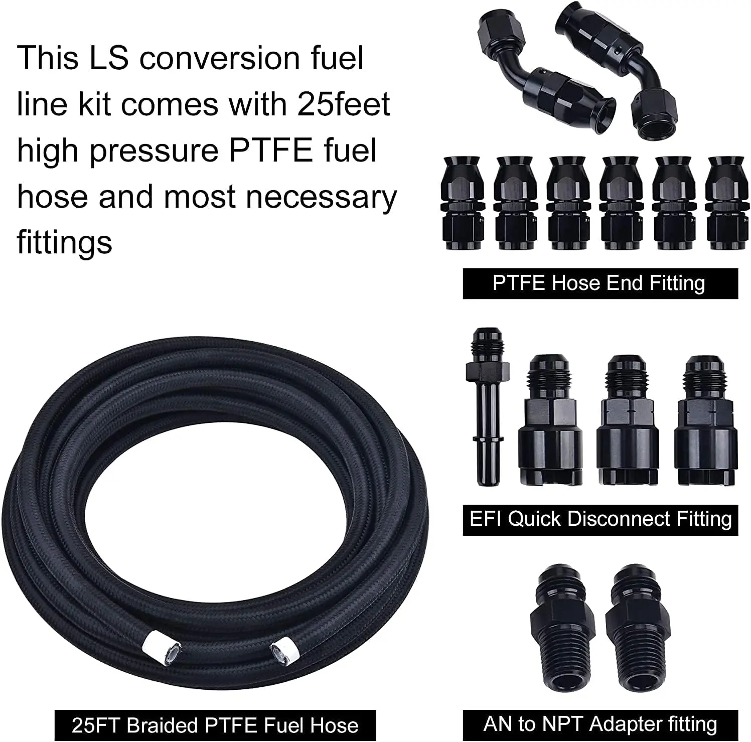 Evil Energy LS Swap Fuel System Kit | 6AN Adjustable Fuel Pressure Regulator with PTFE Fuel Line 25FT - Image 9
