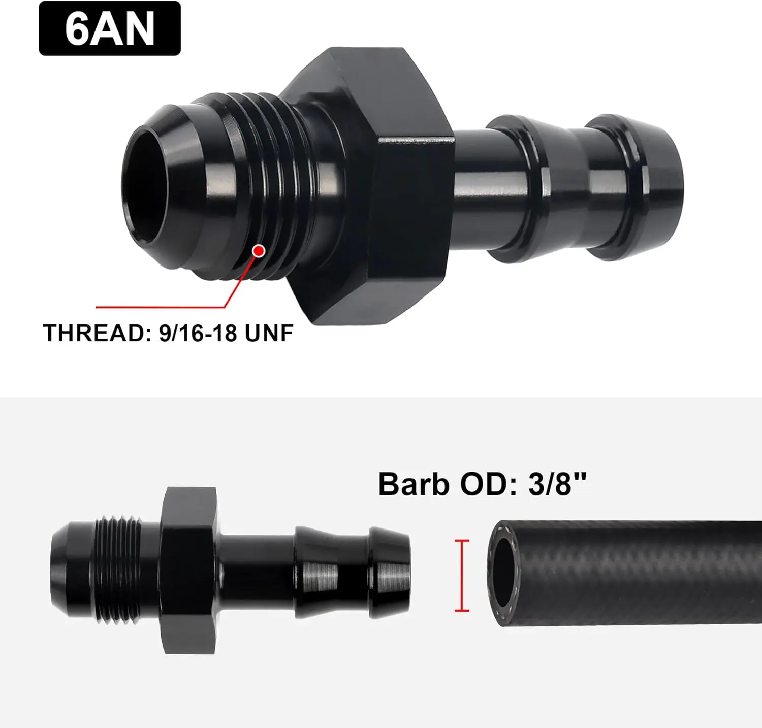 EVIL ENERGY 4/6/8/10AN Male to 1/2-inch 1/4-inch 4/8-inch 5/8-inch 5/16-inch Barb Push on Fitting Adapter Aluminum - Image 14