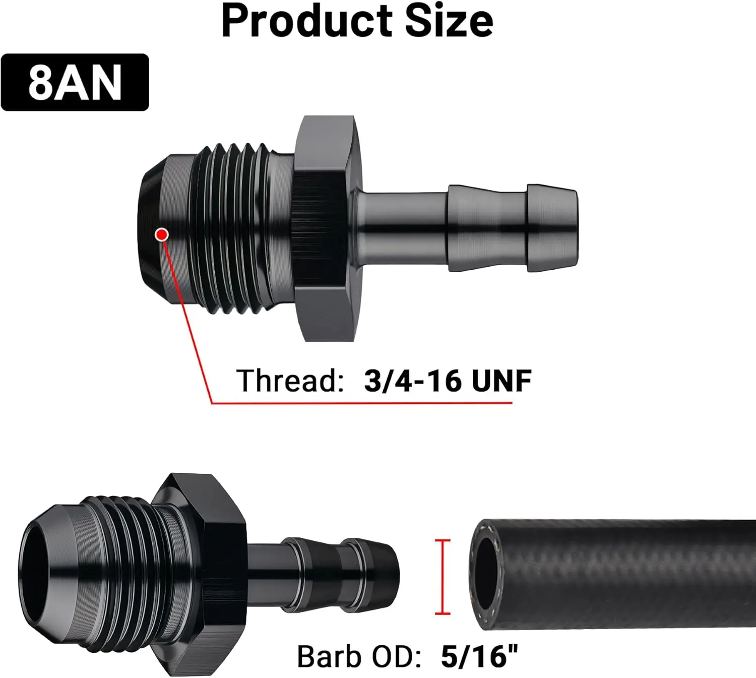 EVIL ENERGY 4/6/8/10AN Male to 1/2-inch 1/4-inch 4/8-inch 5/8-inch 5/16-inch Barb Push on Fitting Adapter Aluminum - Image 35