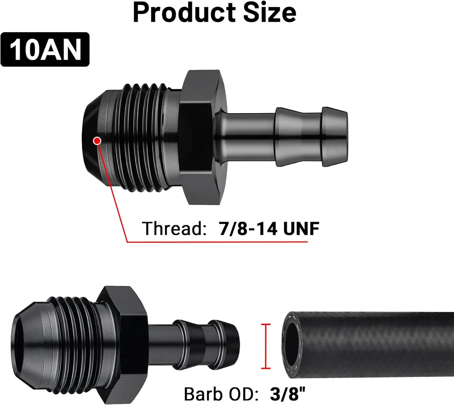 EVIL ENERGY 4/6/8/10AN Male to 1/2-inch 1/4-inch 4/8-inch 5/8-inch 5/16-inch Barb Push on Fitting Adapter Aluminum - Image 44