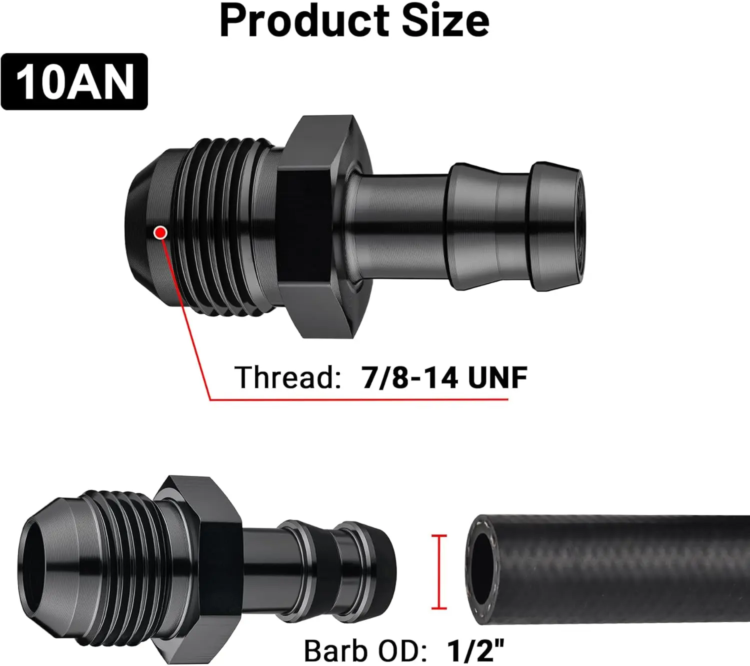 EVIL ENERGY 4/6/8/10AN Male to 1/2-inch 1/4-inch 4/8-inch 5/8-inch 5/16-inch Barb Push on Fitting Adapter Aluminum - Image 49