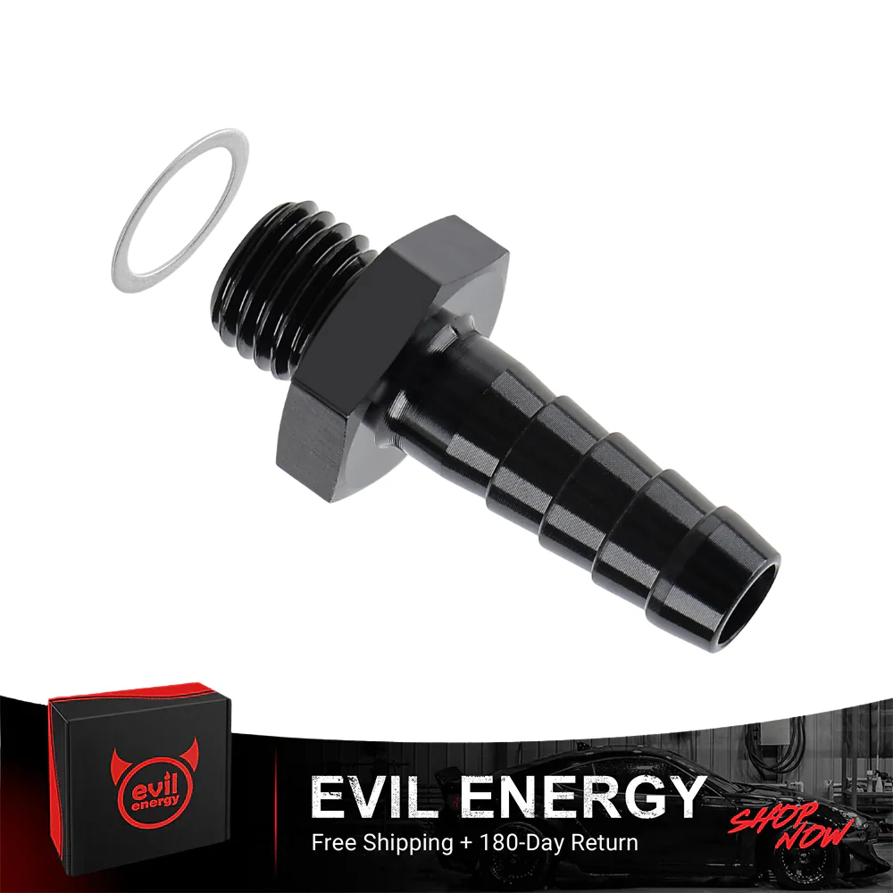 EVIL ENERGY Male to Hose Barb Fuel Oil Pump Inlet Straight Fitting Barb Fitting Bare with Aluminium Washer