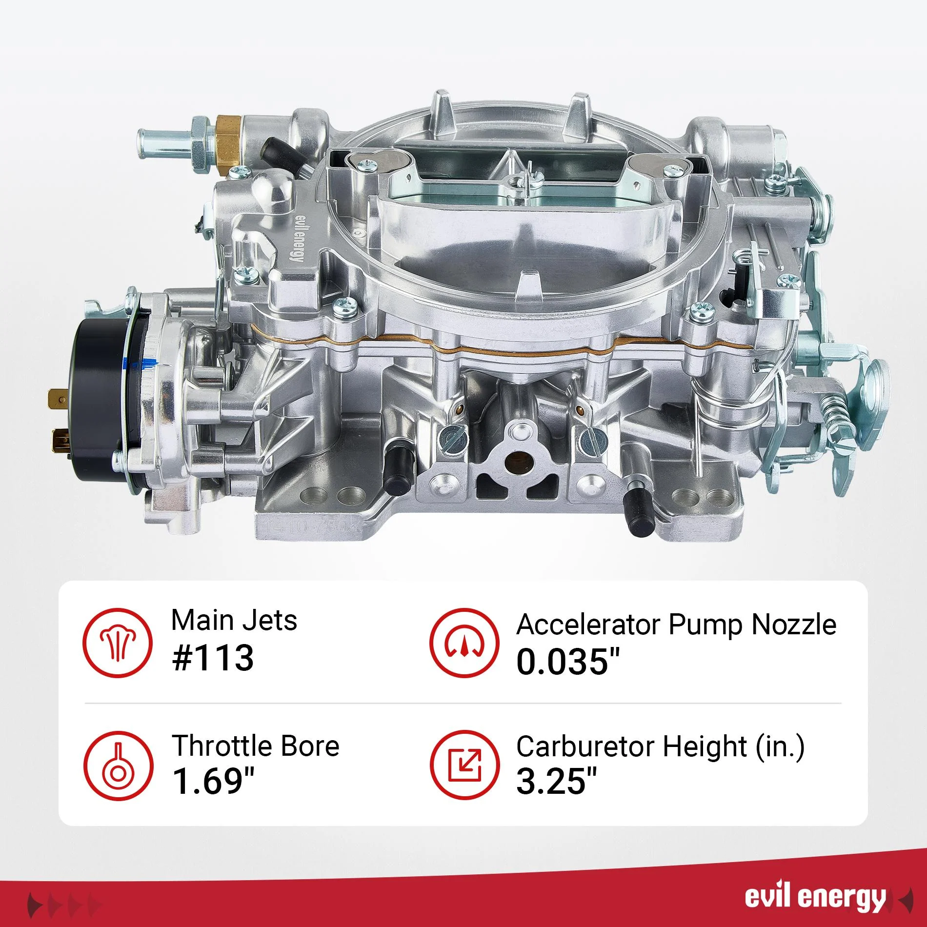 EVIL ENERGY 750 CFM Marine Carburetor Electric Choke 4-Barrel Air Valve-Controlled Secondary - Image 3