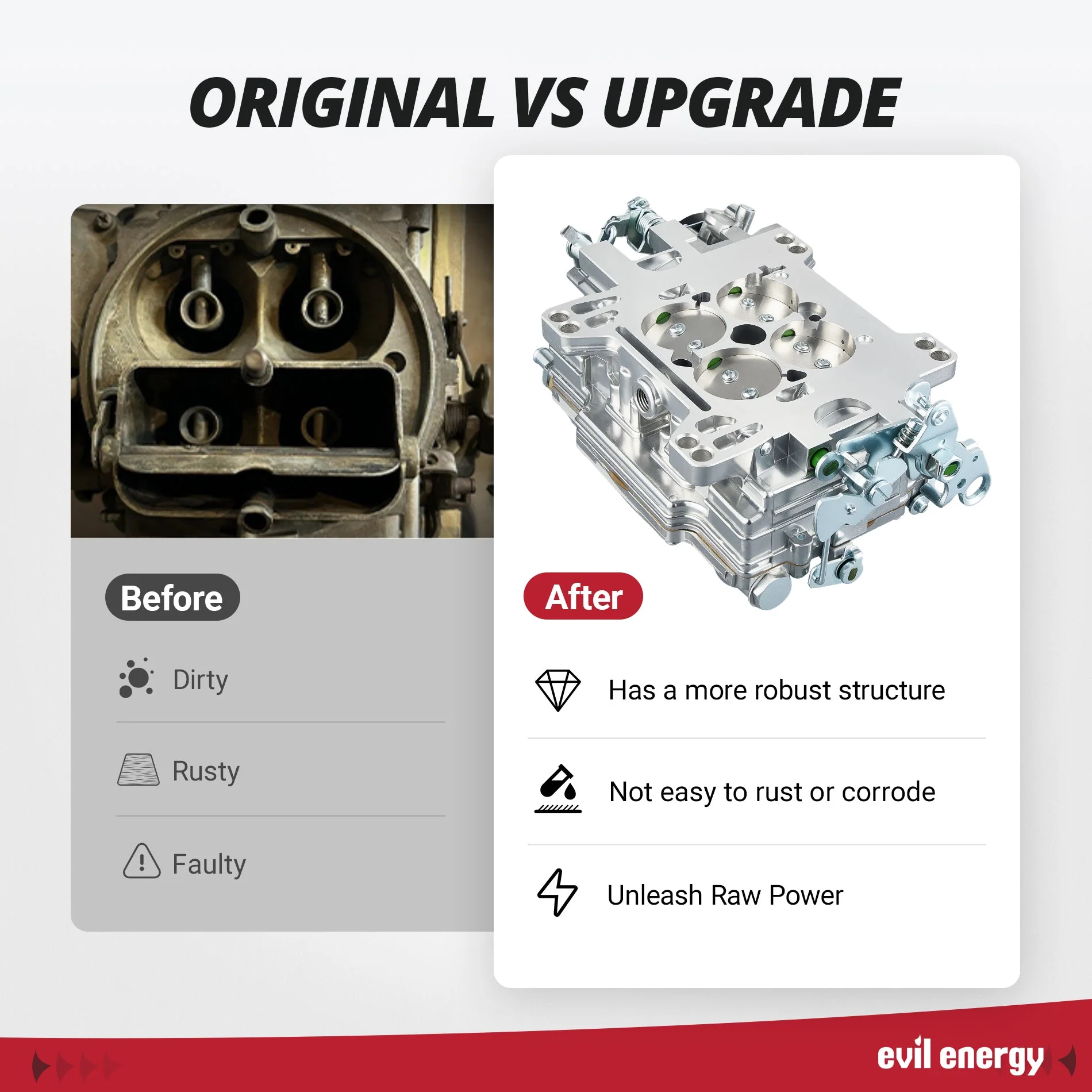 EVIL ENERGY 750 CFM Marine Carburetor Electric Choke 4-Barrel Air Valve-Controlled Secondary - Image 7