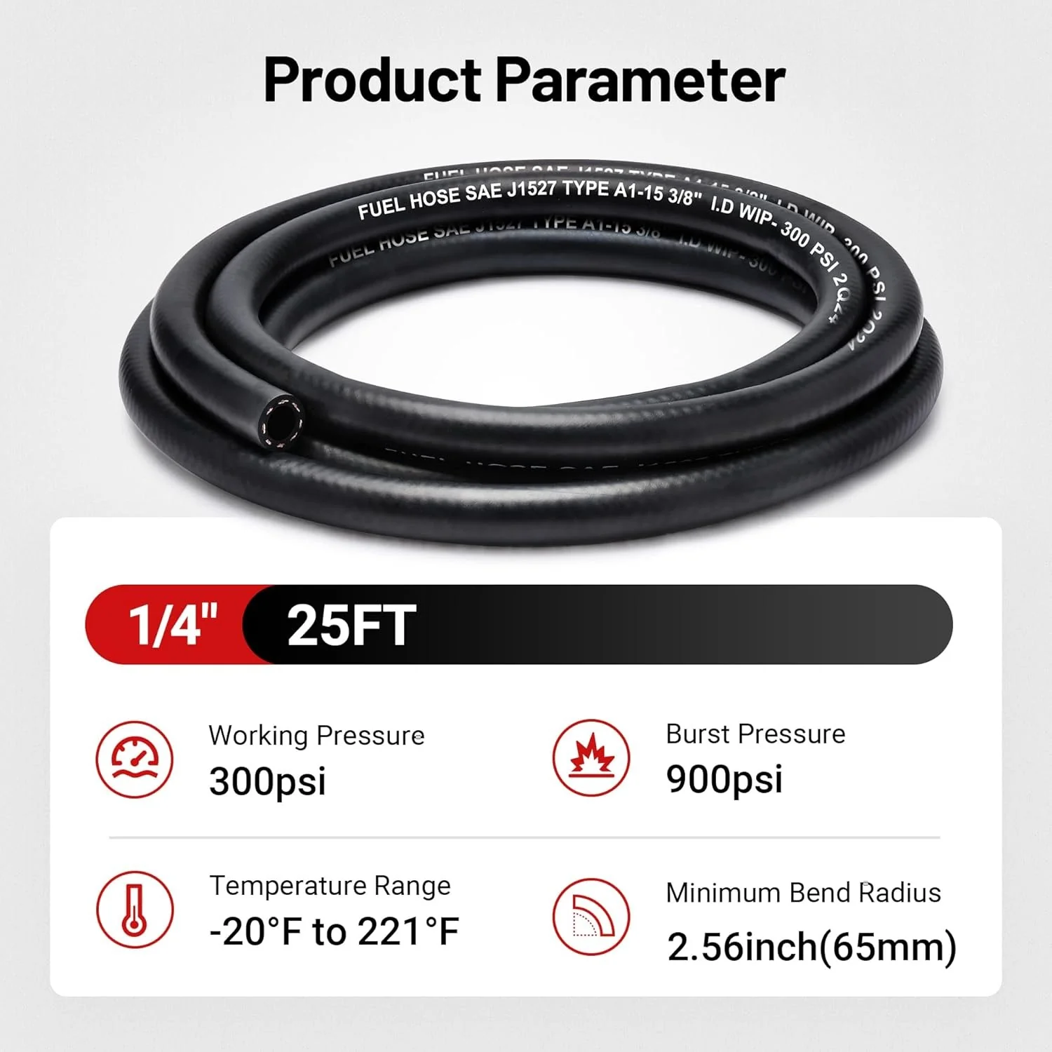 EVIL ENERGY Marine Fuel Hose Type A1-15 SAE J1527 Rubber Hose -3/8 1/4 5/16 Inch (10/25FT) - Image 18