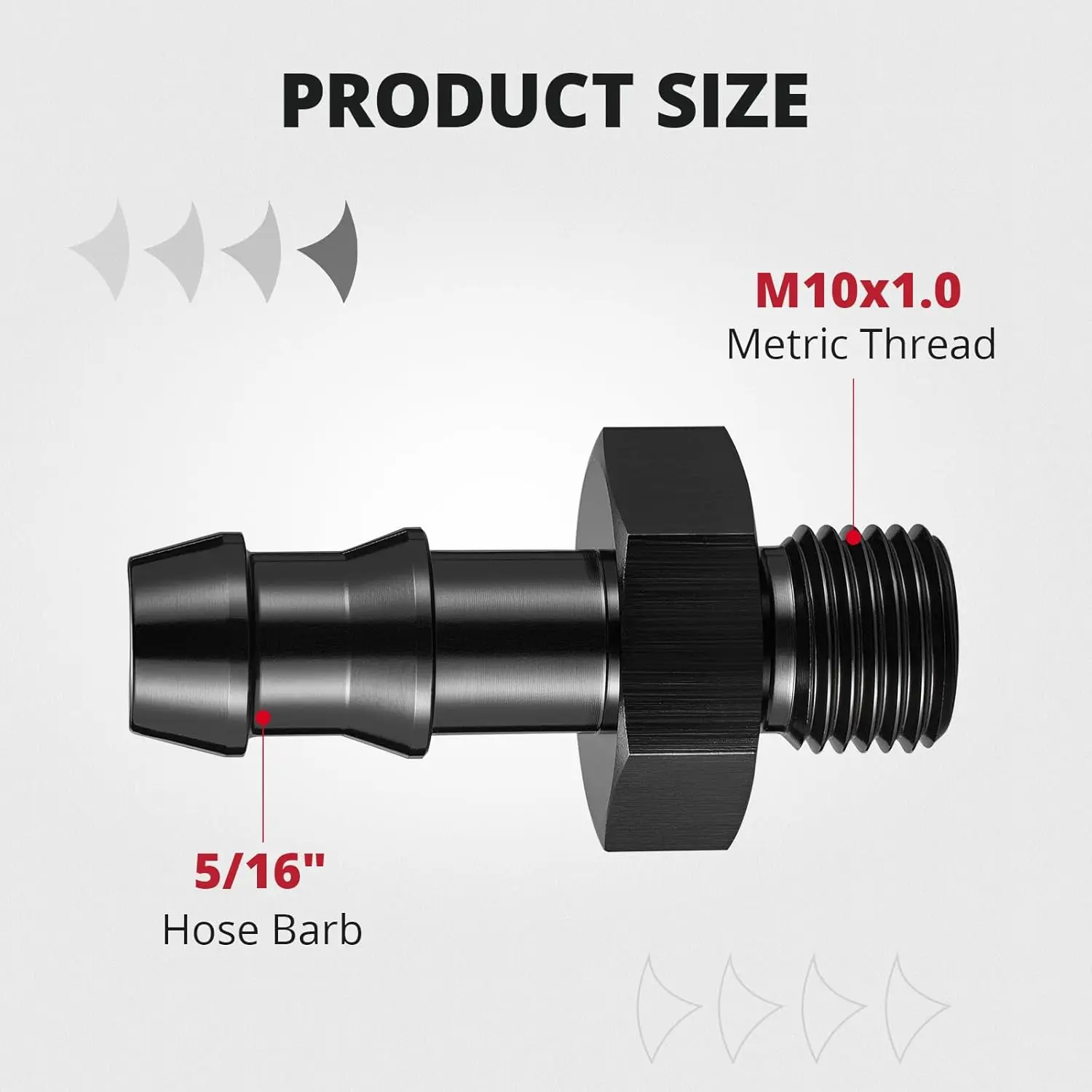 EVIL ENERGY Metric to Barb Fuel Pump Fitting Adapter – Aluminum Inlet/Outlet with Washer - Image 3