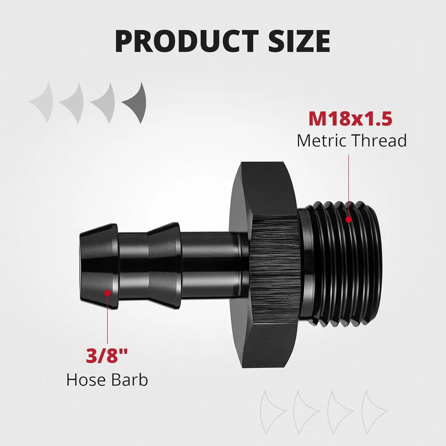 EVIL ENERGY Metric to Barb Fuel Pump Fitting Adapter – Aluminum Inlet/Outlet with Washer - Image 4