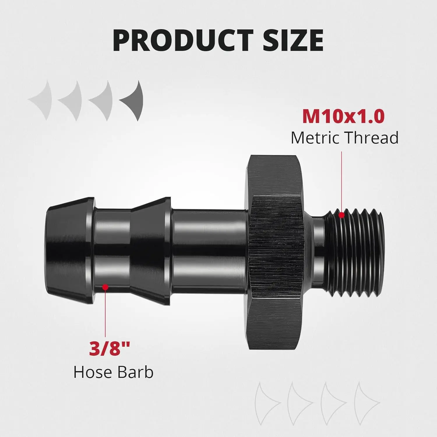 EVIL ENERGY Metric to Barb Fuel Pump Fitting Adapter – Aluminum Inlet/Outlet with Washer - Image 7