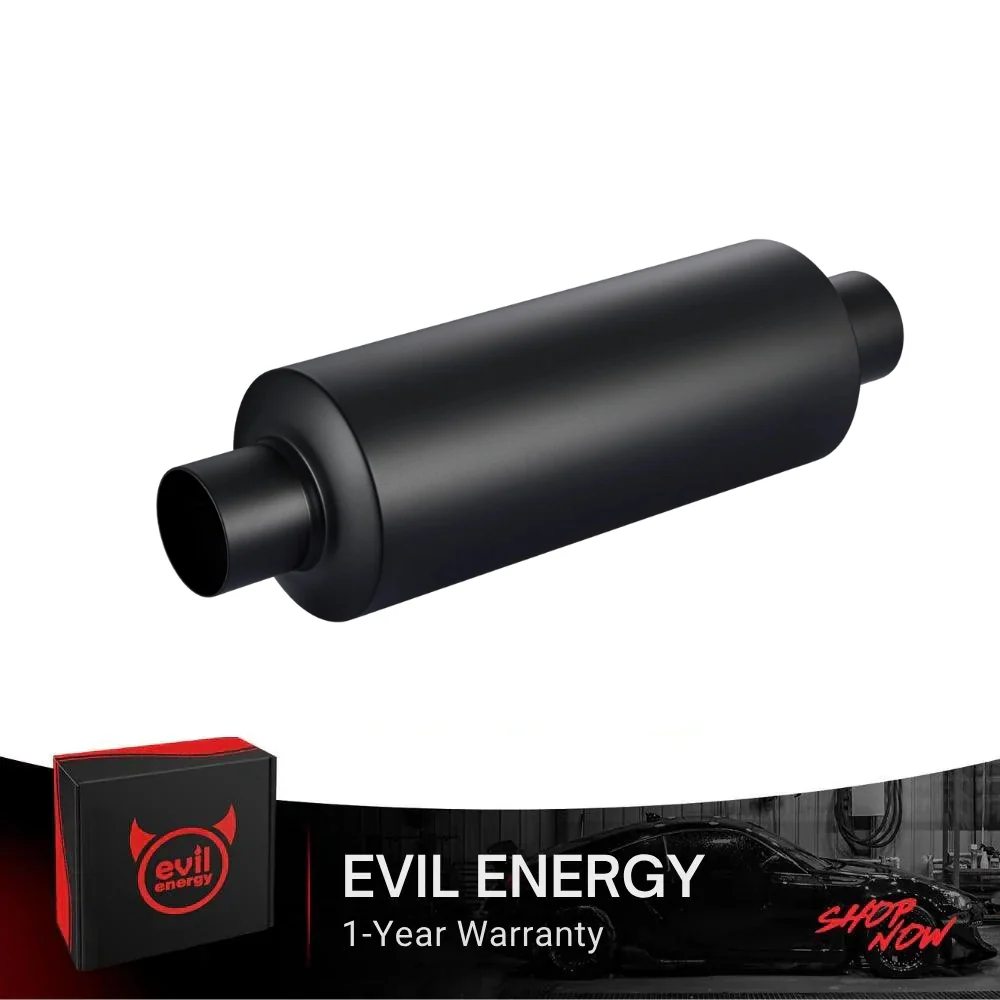 EVIL ENERGY Mid-Pipe Muffler  2.0-inch / 2.25-inch/ 2.5-inch/ 3.0-inch   | High-Performance Sound Enhancement with Black Finish