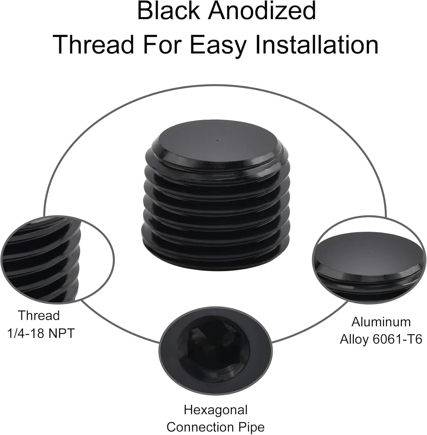 EVIL ENERGY NPT Plugs Aluminum Socket Allen Head Black 2PCS (1/2 1/4 1/8 3/4 3/8 inch) - Image 26