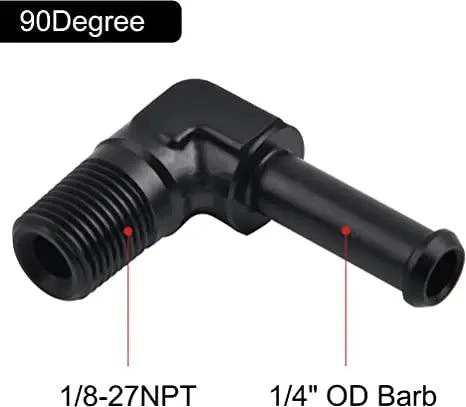 EVIL ENERGY NPT Male to Barb Fitting Adapter 90 Degree Aluminum Black - Image 5