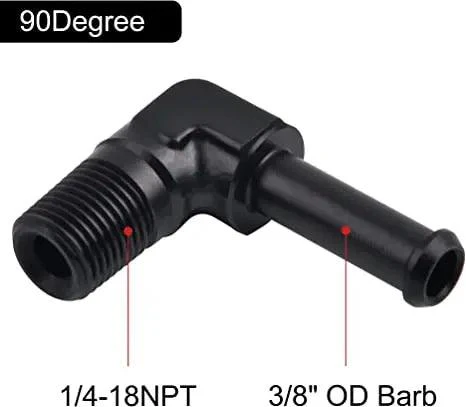 EVIL ENERGY NPT Male to Barb Fitting Adapter 90 Degree Aluminum Black - Image 6
