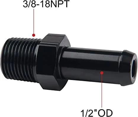 EVIL ENERGY NPT Male to Barb Fitting Adapter Straight Aluminum Black - Image 5