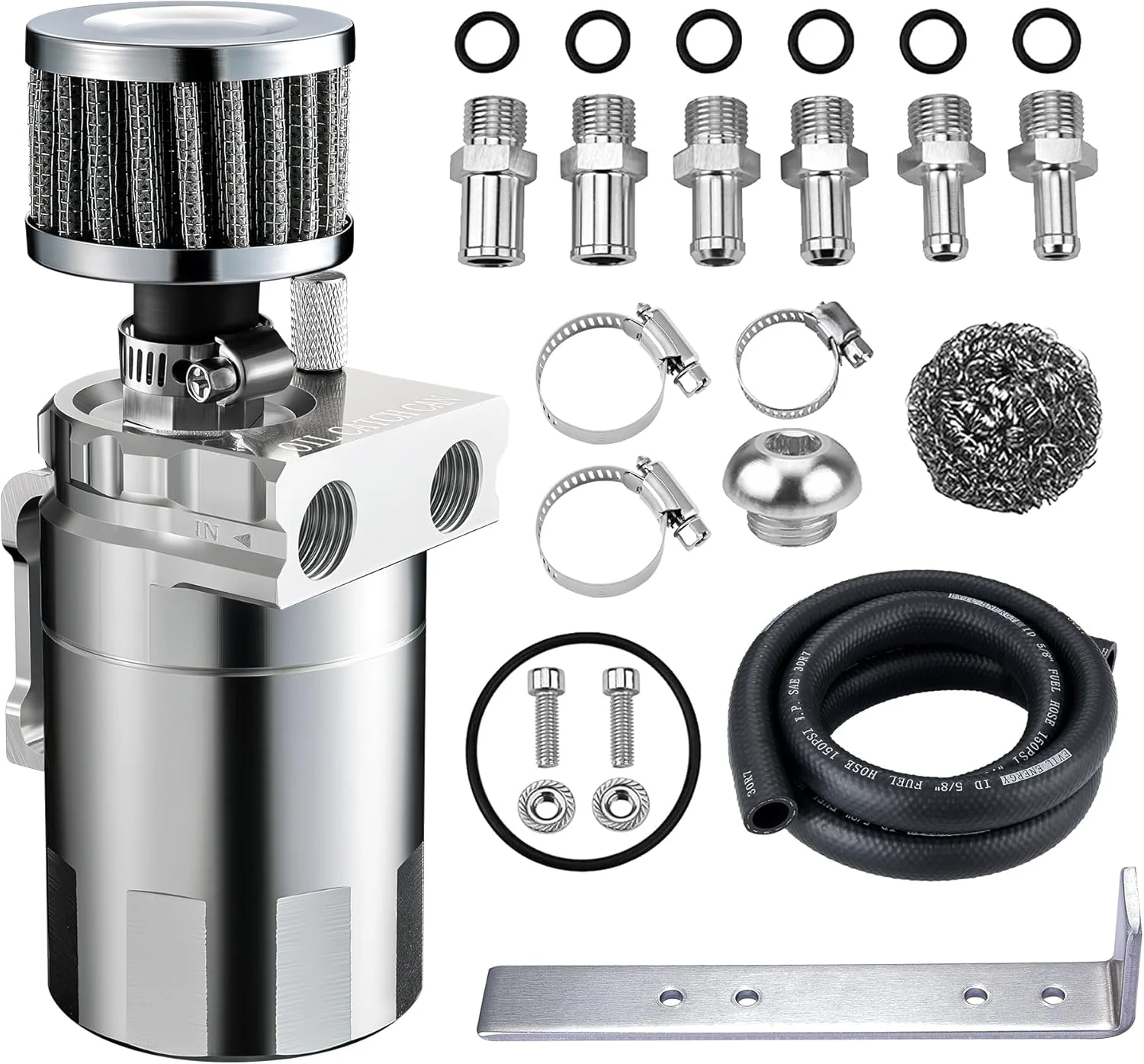 EVIL ENERGY Oil Catch Can, 300ML Baffled Oil Can with Breather Filter, Universal Aluminum  5/8-inch ID 5FT NBR Fuel Hose Kit - Image 11