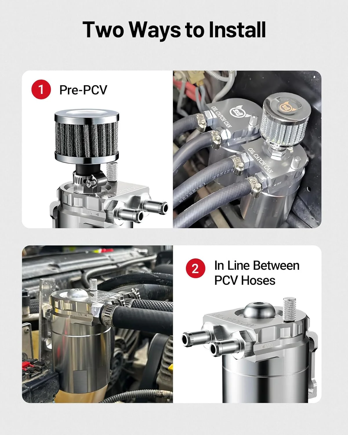 EVIL ENERGY Oil Catch Can, 300ML Baffled Oil Can with Breather Filter, Universal Aluminum  5/8-inch ID 5FT NBR Fuel Hose Kit - Image 14
