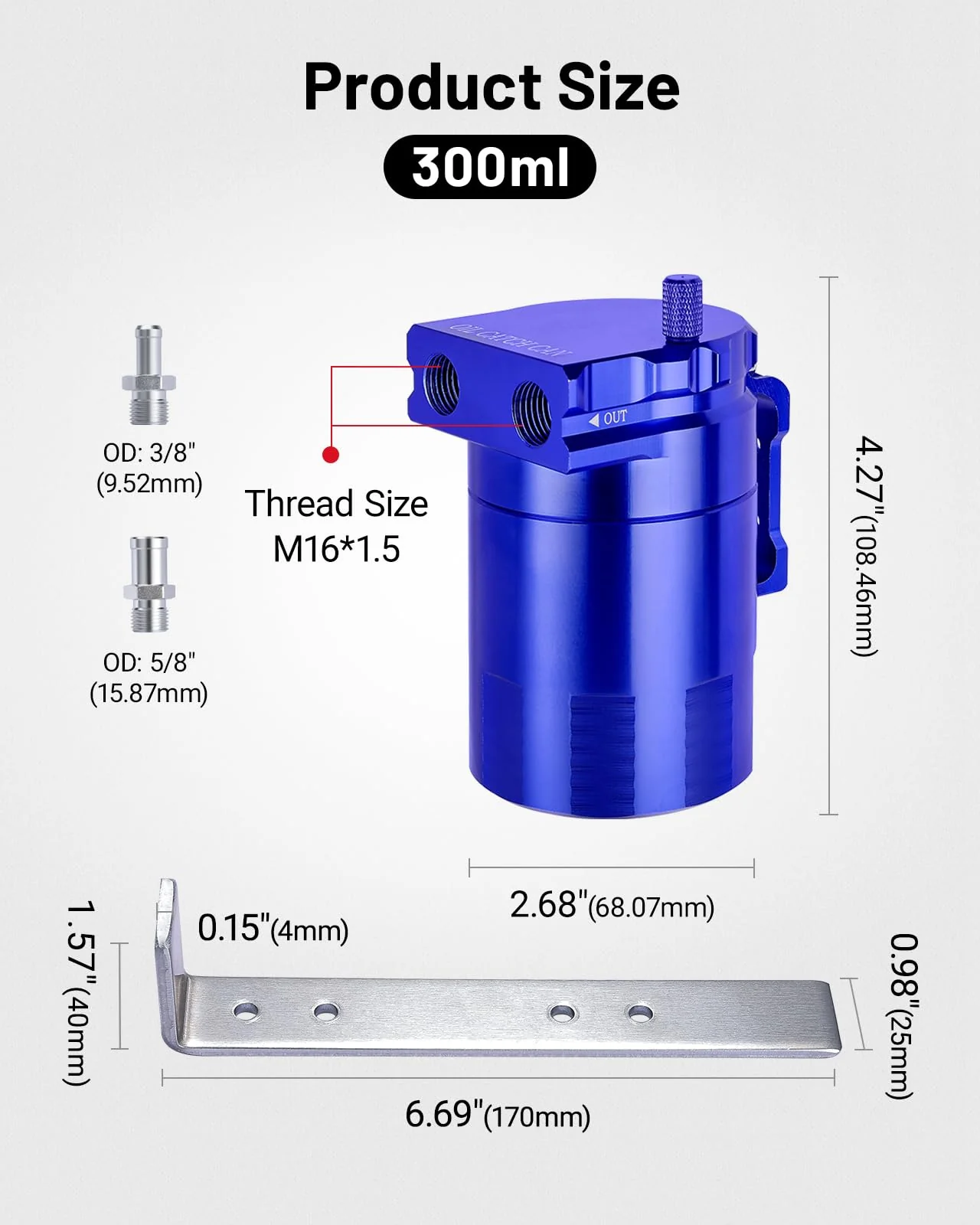 EVIL ENERGY Oil Catch Can, 300ML Baffled Oil Can with Breather Filter, Universal Aluminum  5/8-inch ID 5FT NBR Fuel Hose Kit - Image 30