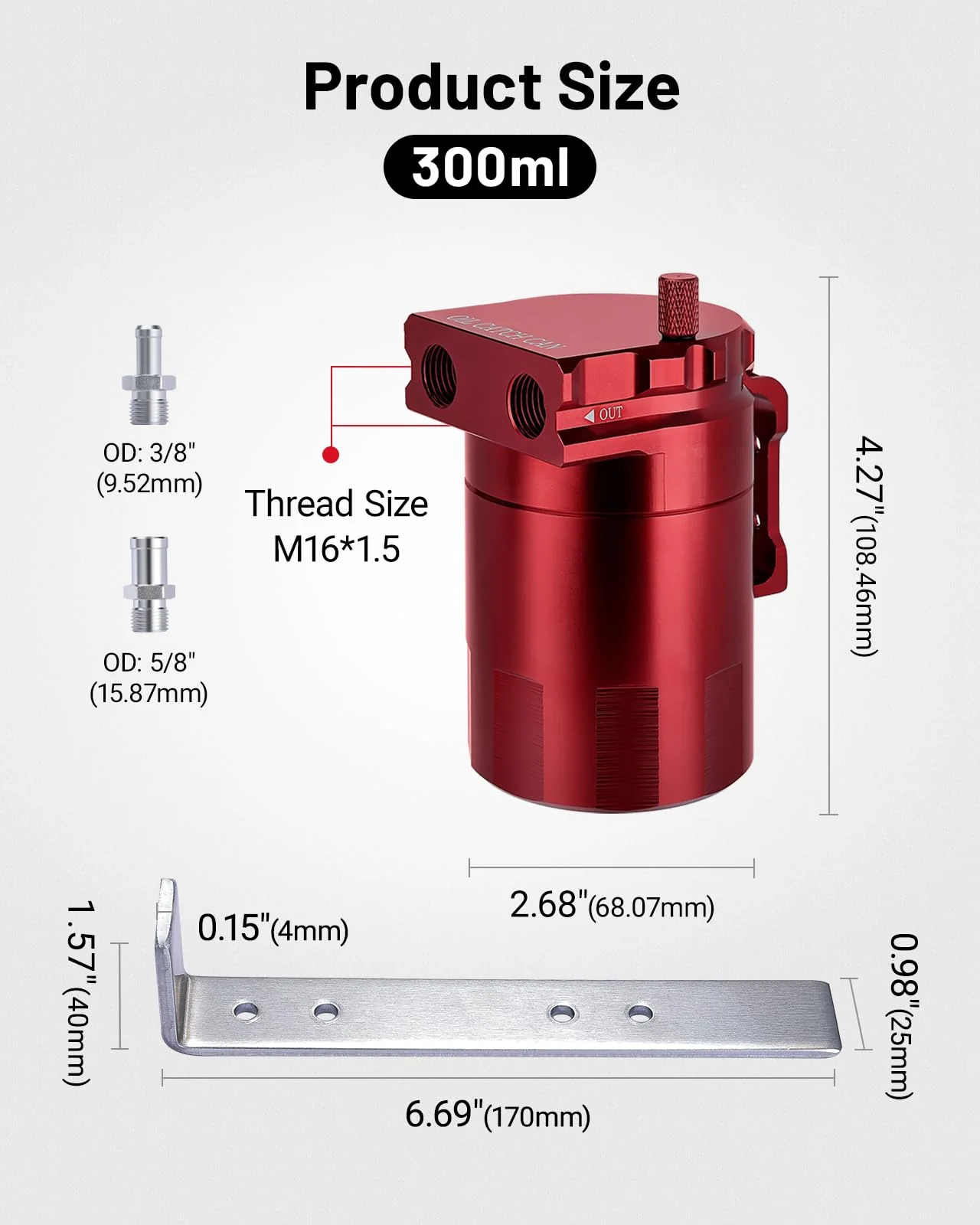EVIL ENERGY Oil Catch Can, 300ML Baffled Oil Can with Breather Filter, Universal Aluminum  5/8-inch ID 5FT NBR Fuel Hose Kit - Image 34