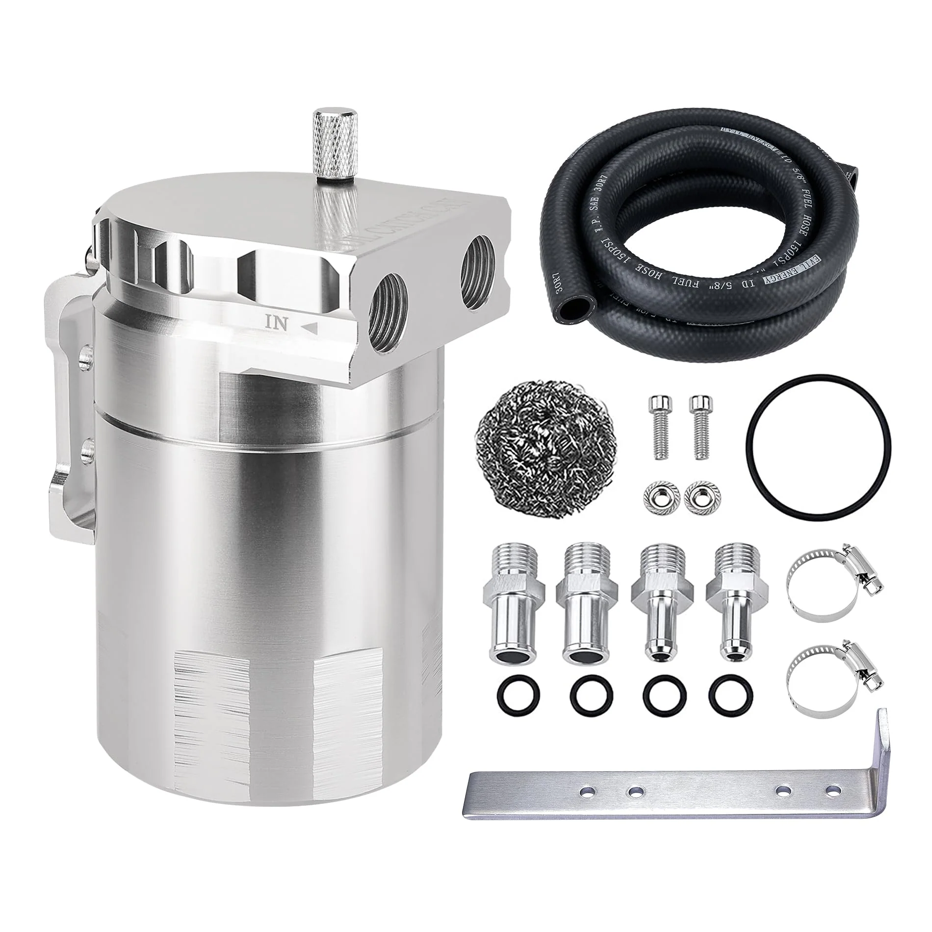 EVIL ENERGY Oil Catch Can, 300ML Baffled Oil Can with Breather Filter, Universal Aluminum  5/8-inch ID 5FT NBR Fuel Hose Kit - Image 37