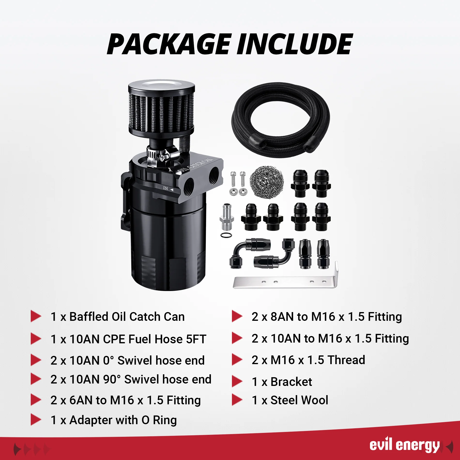 10 ROW Oil Cooler Universal Engine Transmission & 300ml AN10 Oil Catch Can Kits - Image 17