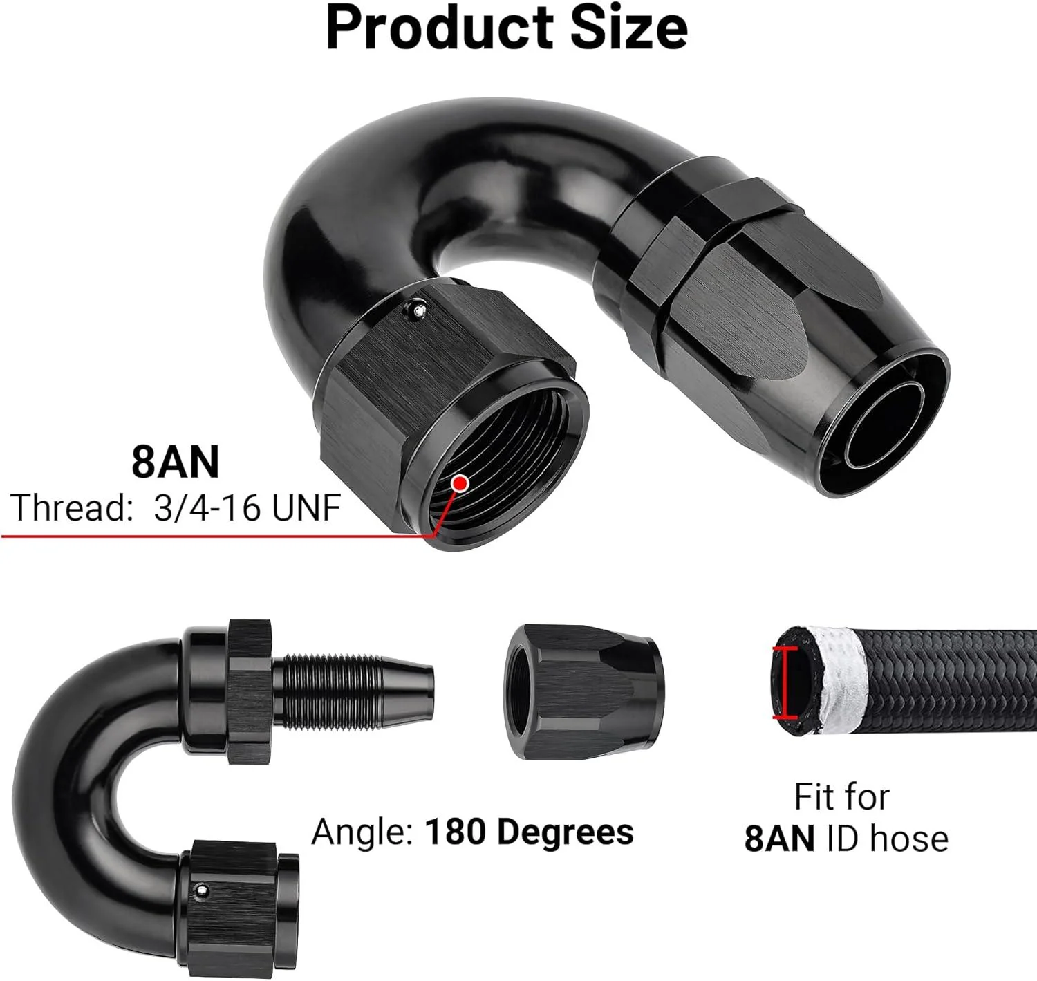 EVIL ENERGY One Piece Full Flow Hose End Fitting Swivel For CPE Braided Hose (4/6/8/10/12AN) - Image 10