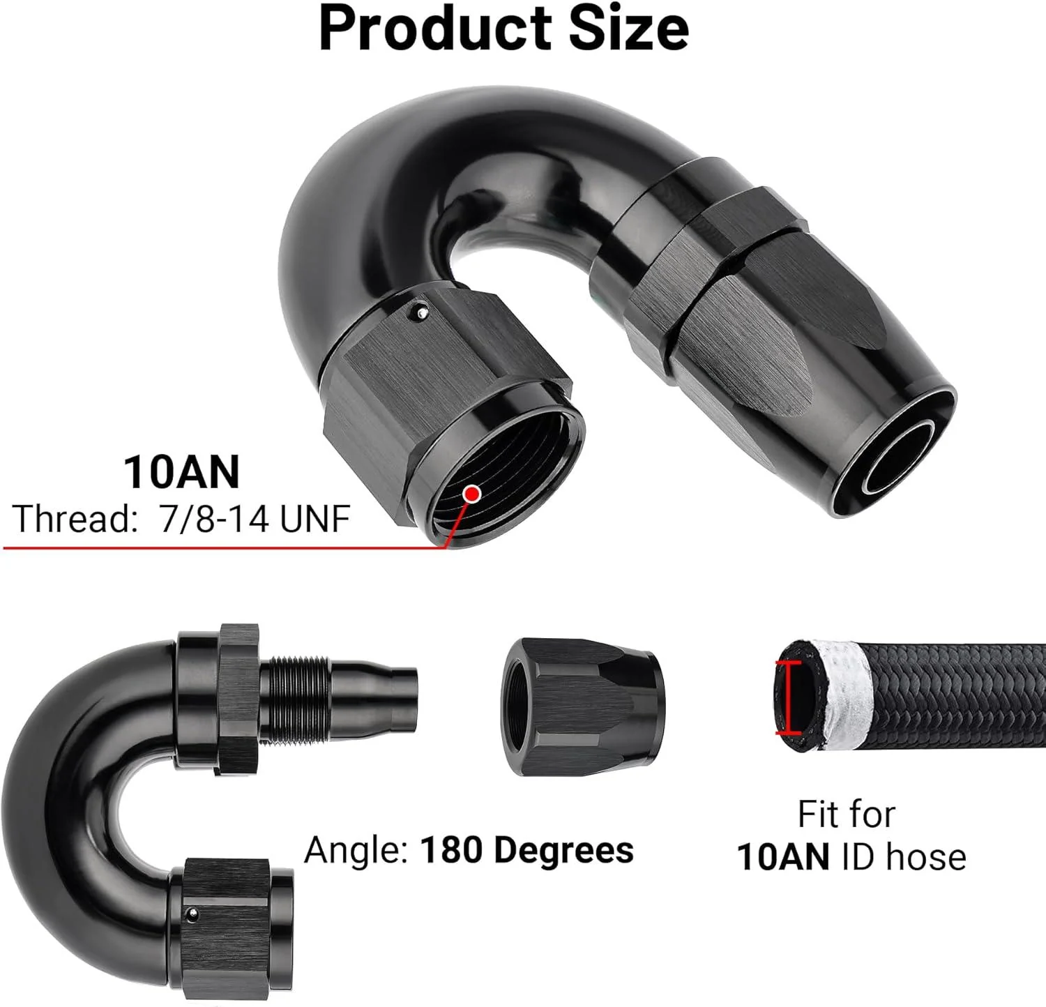 EVIL ENERGY One Piece Full Flow Hose End Fitting Swivel For CPE Braided Hose (4/6/8/10/12AN) - Image 11
