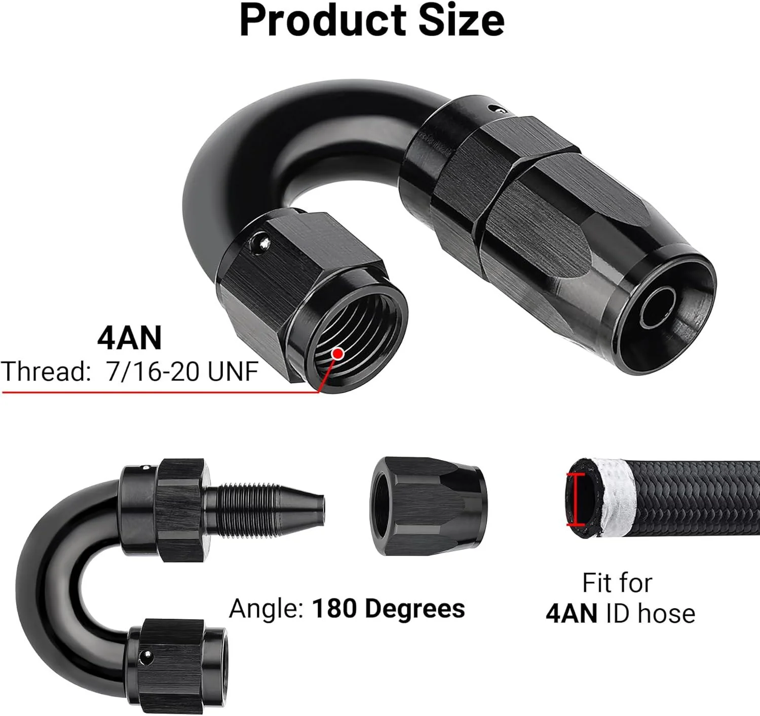 EVIL ENERGY One Piece Full Flow Hose End Fitting Swivel For CPE Braided Hose (4/6/8/10/12AN) - Image 8