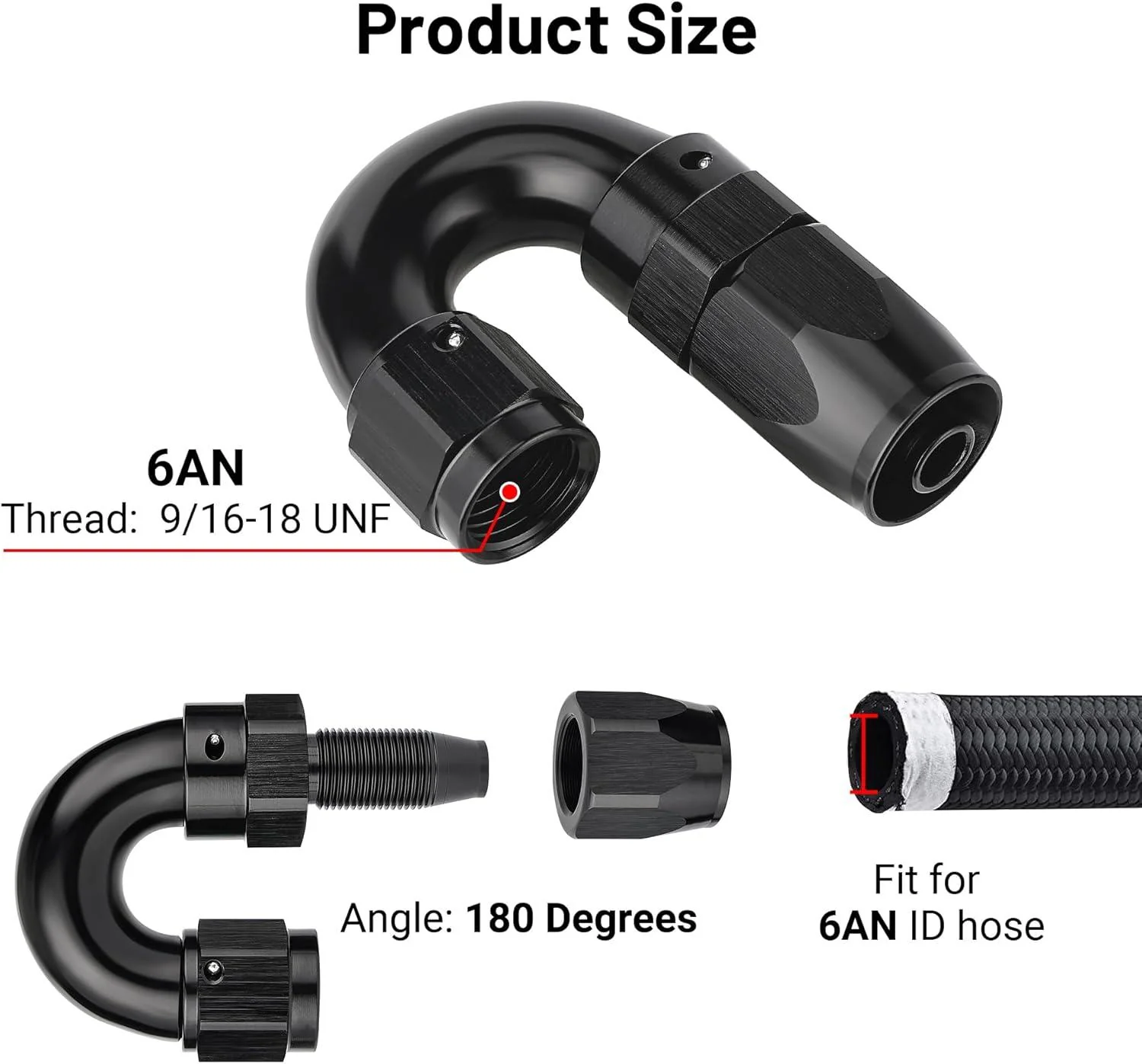 EVIL ENERGY One Piece Full Flow Hose End Fitting Swivel For CPE Braided Hose (4/6/8/10/12AN) - Image 9