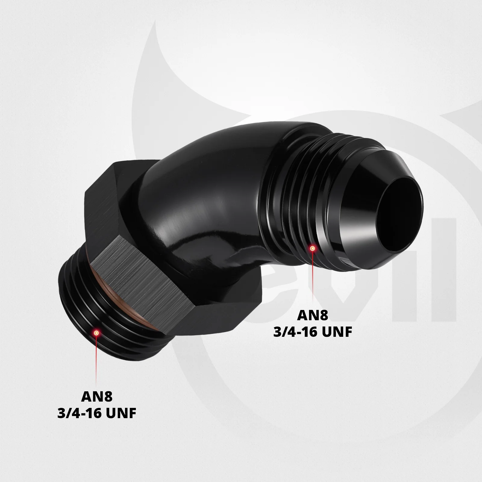 EVIL ENERGY 4/6/8/10/12AN Flare to 4/6/8/10/12AN ORB Male 45/90 Degree Full Flow Fitting Adapter Aluminum Black - Image 15