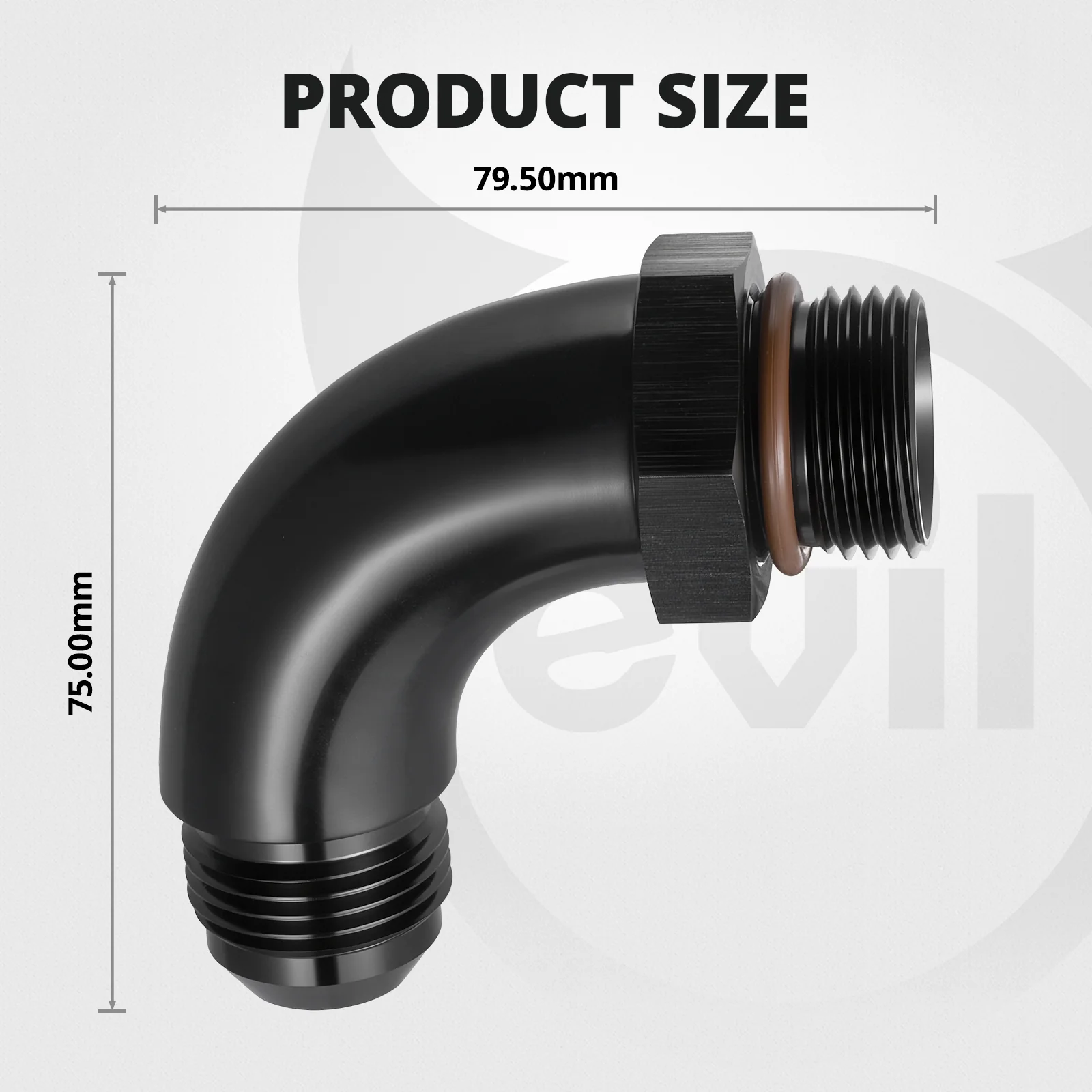 EVIL ENERGY 4/6/8/10/12AN Flare to 4/6/8/10/12AN ORB Male 45/90 Degree Full Flow Fitting Adapter Aluminum Black - Image 32