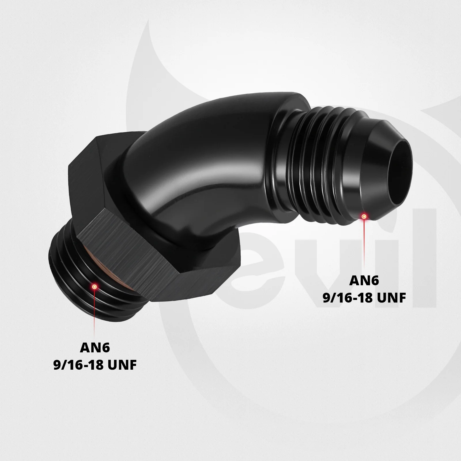 EVIL ENERGY 4/6/8/10/12AN Flare to 4/6/8/10/12AN ORB Male 45/90 Degree Full Flow Fitting Adapter Aluminum Black - Image 4