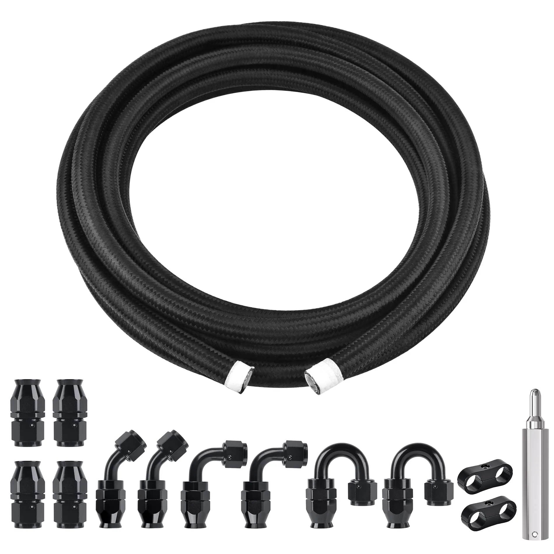 EVIL ENERGY PTFE Fuel Line Fitting Kit E85 Nylon Braided Fuel Hose 4/6/8/10AN 10-20FT Optional - Image 22