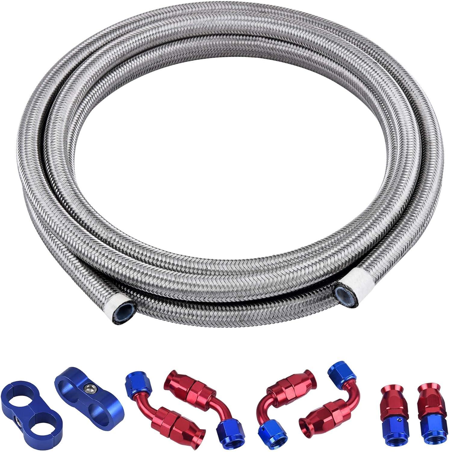 EVIL ENERGY PTFE Fuel Line Fitting Kit E85 Nylon Braided Fuel Hose 4/6/8/10AN 10-20FT Optional - Image 3