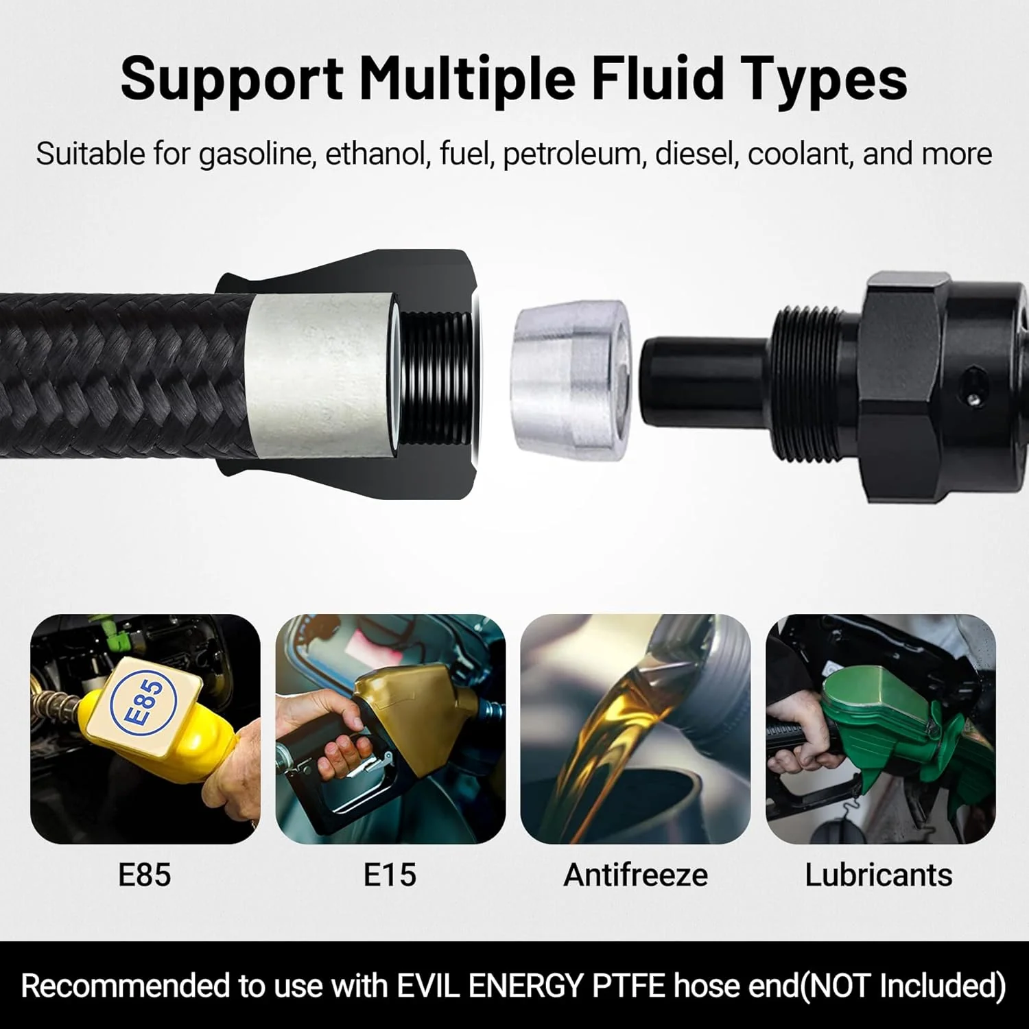 EVIL ENERGY 6/8/10AN PTFE Fuel Line Kit – 20FT Nylon Braided E85-Compatible High-Pressure Fuel Hose Kit - Image 9