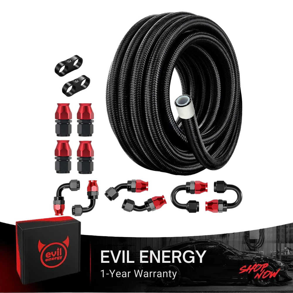 EVIL ENERGY 4/6/8/10/12AN PTFE Fuel Line Kit,E85 Nylon Braided Fuel Hose 20FT(3/16Inch ID)