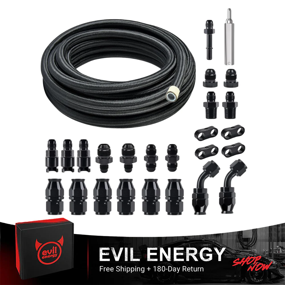 EVIL ENERGY 6AN 3/8-inch PTFE LS Swap EFI Fuel Line Fitting Kit | E85 Nylon Braided Fuel Hose With Fittings 10-26FT - Image 5
