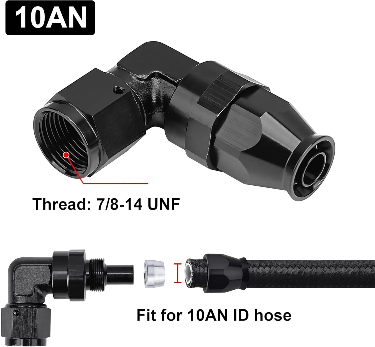 EVIL ENERGY PTFE Hose End Fitting 90 Degree Black Tight Radius Aluminum for Teflon Hose Only - Image 3