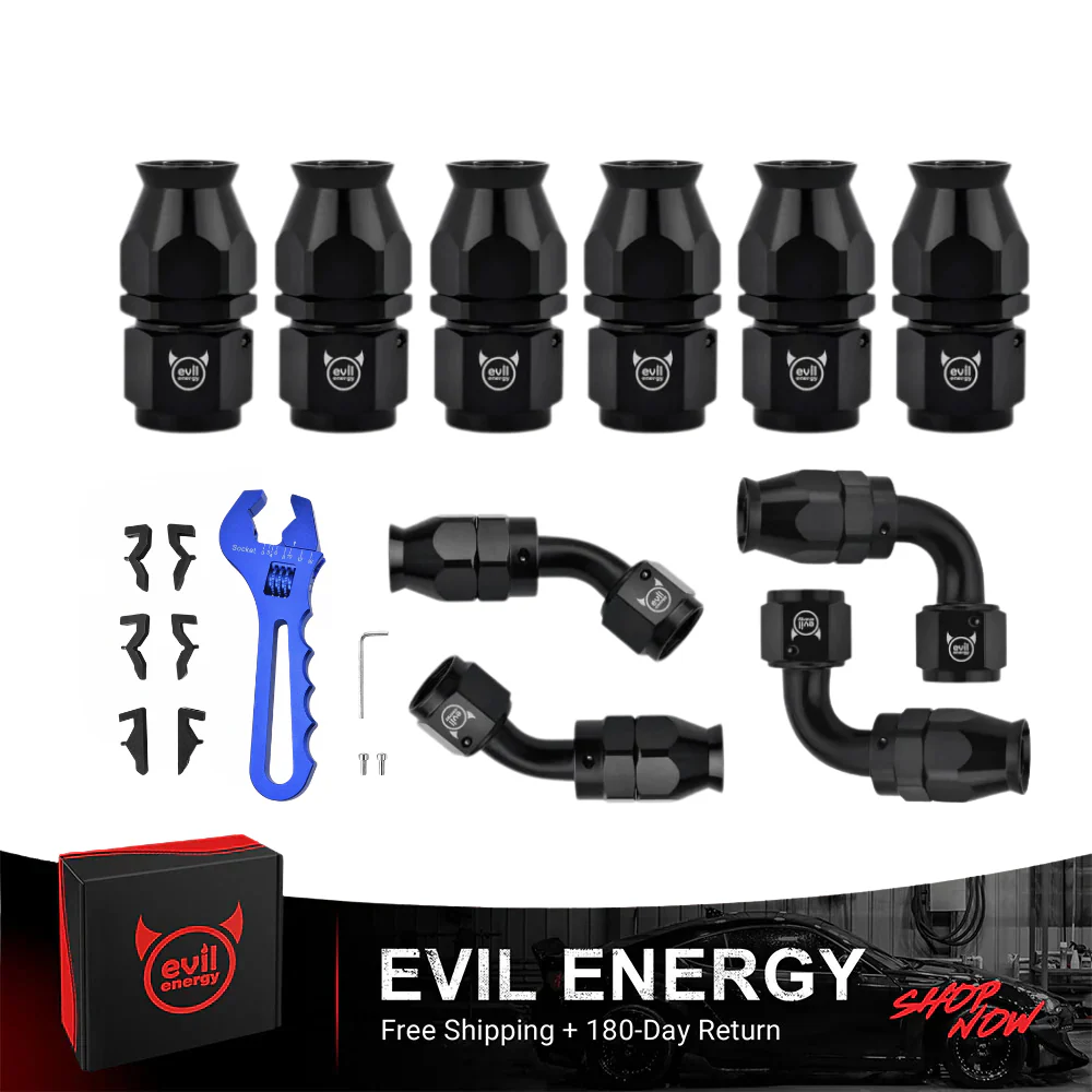 EVIL ENERGY PTFE Hose End Fitting Kit Aluminum 8/10/12pcs(4/6/8/10AN) - Image 8