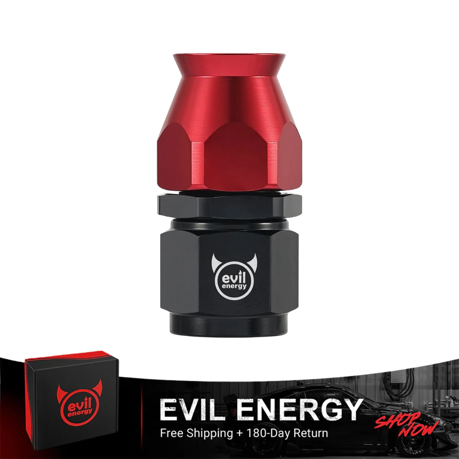 EVIL ENERGY PTFE Hose End Fitting Red&Black for PTFE Hose Only（4/6/8/10AN）