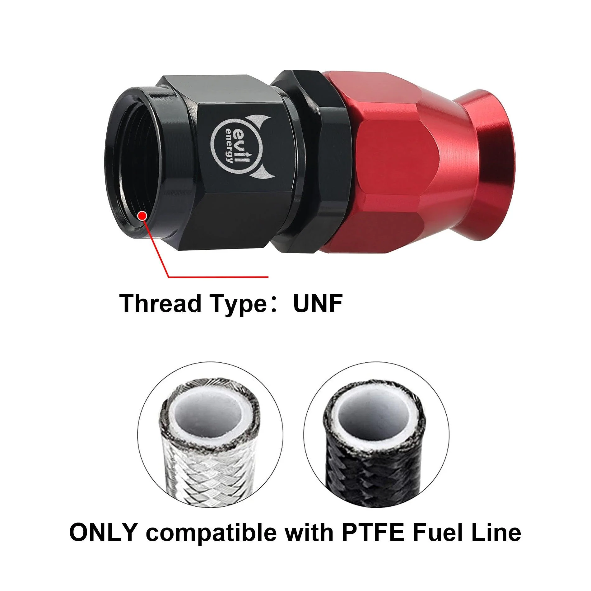 EVIL ENERGY PTFE Hose End Fitting Red&Black for PTFE Hose Only（4/6/8/10AN） - Image 10